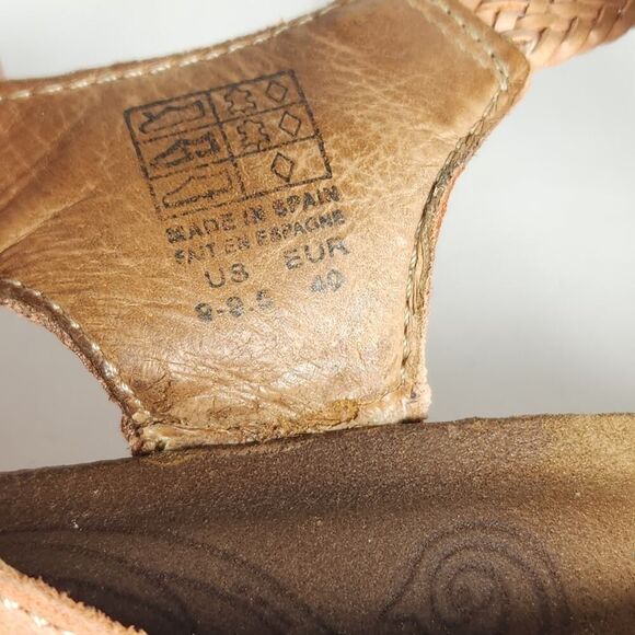 Taos Women’s Trulie US9-9,5 Cantaloupe Leather Woven Cork Wedge Strappy Sandals - Picture 10 of 16